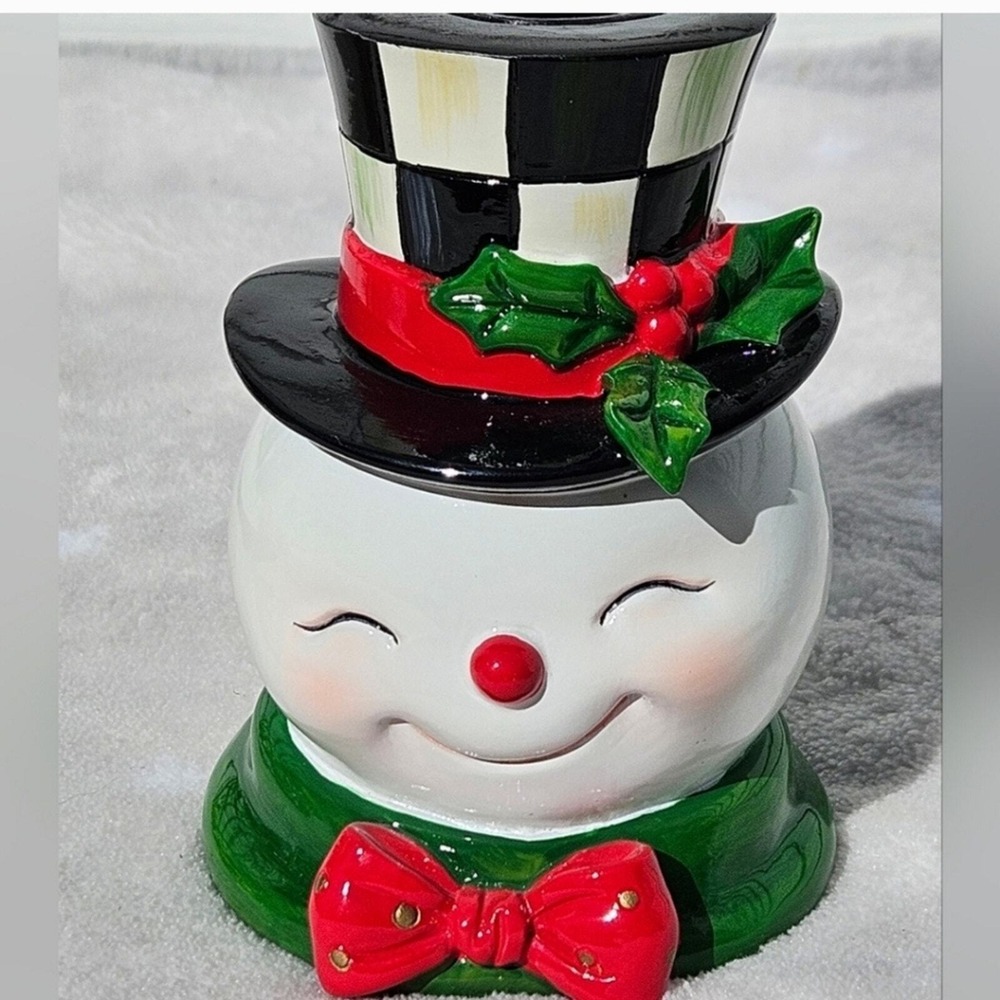 Mackenzie-Childs Granny Kitschy‎ Snowman Frosty Courtly Check Candle Holder